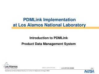 PDMLink Implementation at Los Alamos National Laboratory