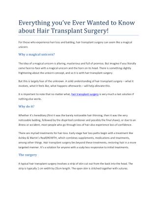 Everything You’ve Ever Wanted To Know About Hair Transplant Surgery