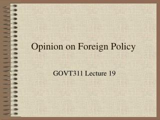 Opinion on Foreign Policy