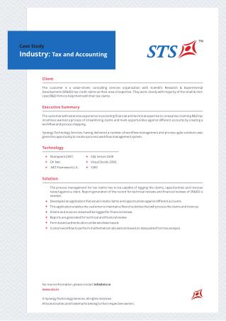 Case Study For Workflow And Process Mapping For (SR&ED) Tax Firm