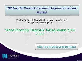 2016-2020 World Echovirus Diagnostic Testing Market: Country Volume and Sales Segment Forecasts