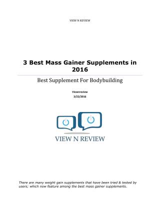 3 Best Mass Gainer Supplements In 2016