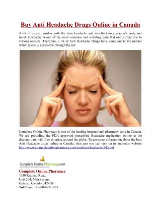 Buy Anti Headache Drugs Online in Canada