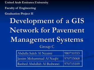 Development of a GIS Network for Pavement Management Systems