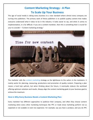 Content Marketing Strategy - A Plan to Scale Up Your Business