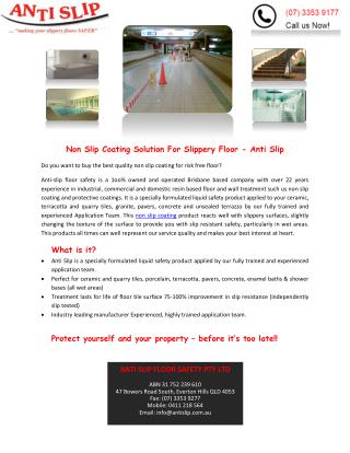 Non Slip Coating Solution For Slippery Floor - Anti Slip