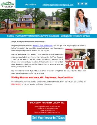 Fast & Trustworthy Cash Homebuyers In Atlanta - Bridgeway Property Group