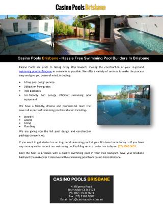 Casino Pools Brisbane - Hassle Free Swimming Pool Builders In Brisbane