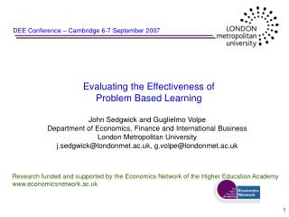 Evaluating the Effectiveness of Problem Based Learning