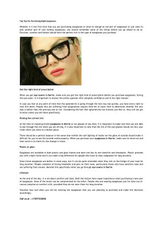 Top Tips for Purchasing Right Eyeglasses