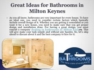 Great Ideas for Bathrooms in Milton Keynes