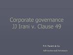Corporate governance JJ Irani v. Clause 49