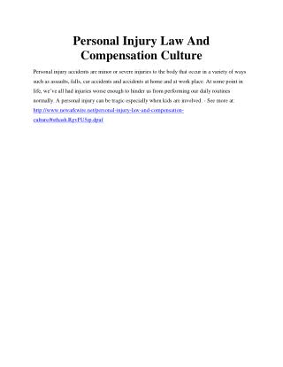 Personal Injury Law And Compensation Culture