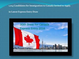 1,014 Candidates for Immigration to Canada Invited to Apply in Latest Express Entry Draw