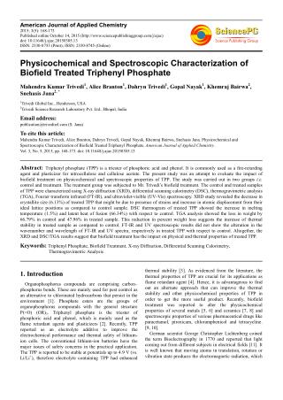 Physicochemical and Spectroscopic Characterization of Biofield Treated Triphenyl Phosphate