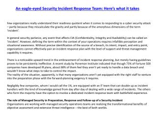 An eagle-eyed Security Incident Response Team: Here’s what it takes