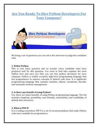 Are You Ready To Hire Python Developers for Your Company?