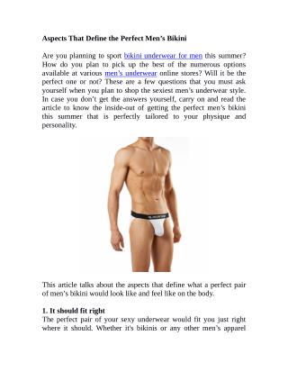 Aspects That Define the Perfect Men’s Bikini