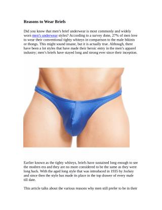 Reasons to Wear Briefs