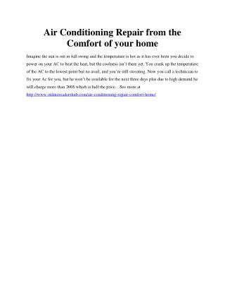 Air Conditioning Repair from the Comfort of your home