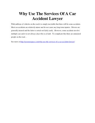 Why Use The Services Of A Car Accident Lawyer