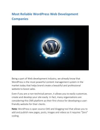 15 Most Reliable WordPress Web Development Companies