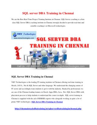 SQL Server DBA Training in Chennai