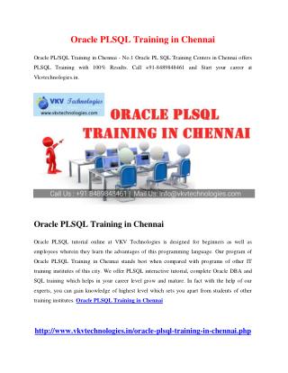 Oracle PLSQL Training in Chennai