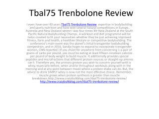 Despite the impressive Tbal75 Trenbolone Review