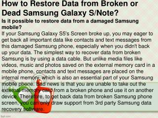 How to Restore Data from Broken or Dead Samsung Galaxy S/Note?