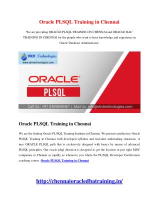 Oracle PLSQL Training in Chennai