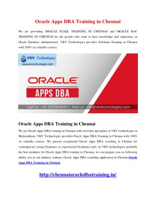 Oracle Apps DBA Training in Chennai