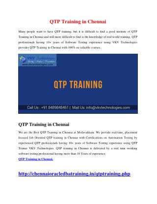 QTP Training in Chennai