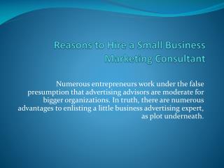 Reasons to Hire a Small Business Marketing Consultant