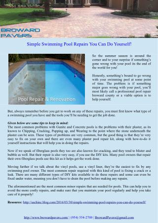 Simple Swimming Pool Repairs You Can Do Yourself!