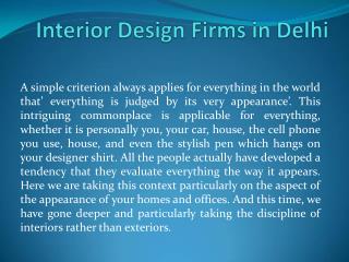 Interior Design Firms in Delhi