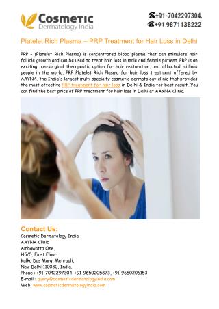 PRP Treatment for Hair Loss in Delhi