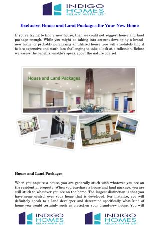 Exclusive House and Land Packages for Your New Home