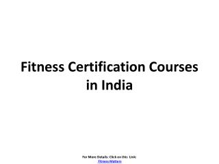 Fitness certification courses in india