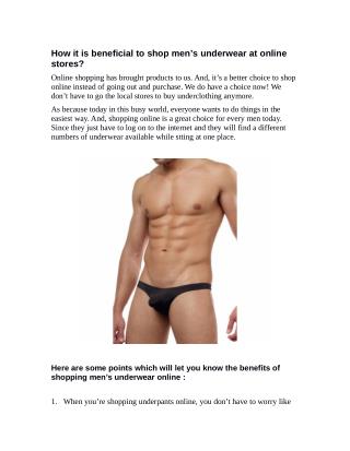 How it is beneficial to shop men’s underwear at online stores?