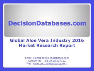 Aloe Vera Market Analysis 2016 Development Trends