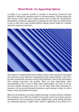 Metal Roofs An Appealing Option