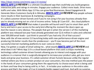 Mints app 2.0 review