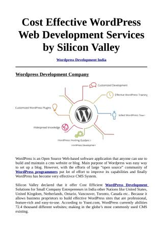 Cost Effective WordPress Web Development Services by Silicon Valley