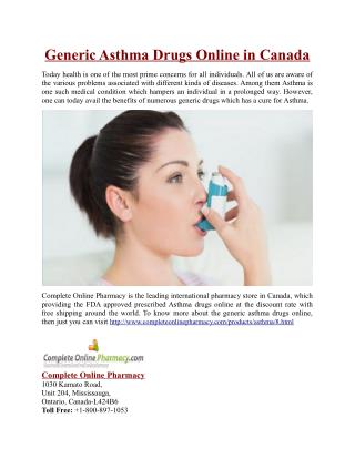 Generic Asthma Drugs Online in Canada