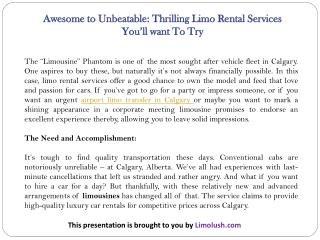 Awesome to Unbeatable: Thrilling Limo Rental Services You’ll want To Try