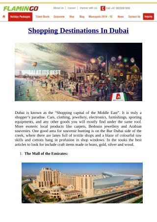 Know Shopping Destinations In Dubai With Your Dubai packages