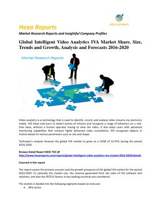 Global Intelligent Video Analytics IVA Market Research Report 2016-2020: Hexa Reports