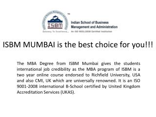 ISBM MUMBAI is the best choice for you!!!!