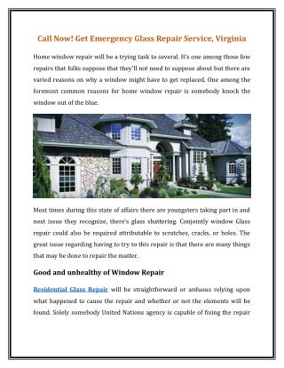 Call Now! Get Emergency Glass Repair Service, Virginia